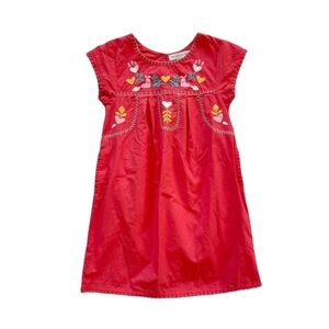 Garnet Hill kids cotton embroidered coral pink dress girls sz 12 K105